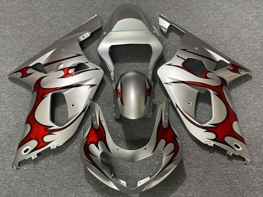 01-03 Argento Lucido & Rosso GSXR 600-750 Carene Moto