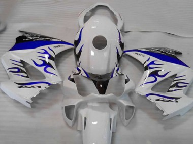 02-12 Blanc Bleu Flamme VFR800 Carene Moto
