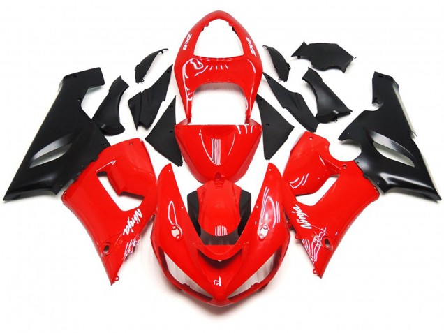 05-06 Decalcomanie Bianche Rosse Lucide Semplici ZX6R Carene Moto 05-06 Decalcomanie Bianche Rosse Lucide Semplici ZX6R Carene Moto