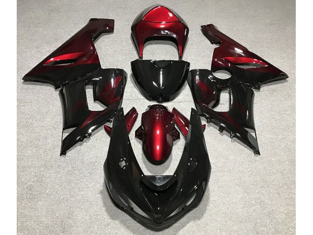 05-06 Nero Lucido & Rosso Intenso ZX6R Carene Moto 05-06 Nero Lucido & Rosso Intenso ZX6R Carene Moto