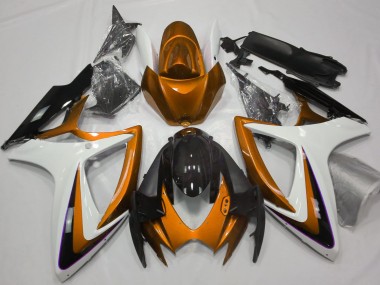 06-07 Arancione & Bianco Debadged GSXR 600-750 Carene Moto