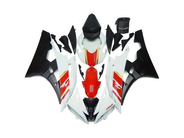 06-07 Nero Opaco Personalizzato & Rosso Con Bianco R6 Carene Moto 06-07 Nero Opaco Personalizzato & Rosso Con Bianco R6 Carene Moto