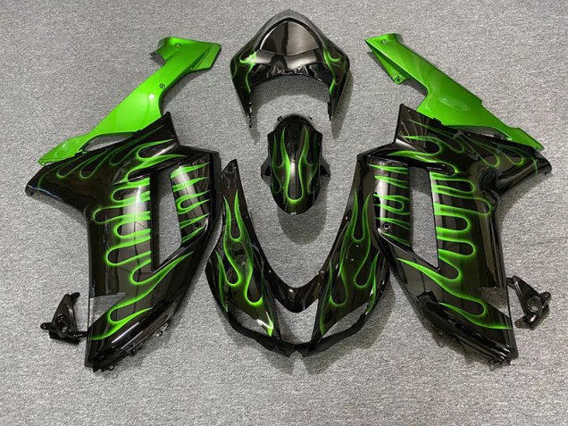 07-08 Nero Lucido & Verde Fiamma ZX6R Carene Moto 07-08 Nero Lucido & Verde Fiamma ZX6R Carene Moto
