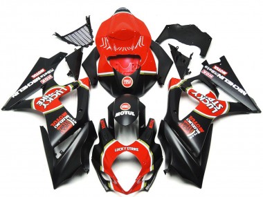 07-08 Personalizzato Nero Opaco Vibrante Lucky Strike GSXR 1000 Carene Moto