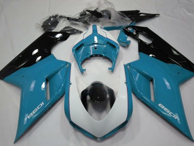 07-14 Azzurro & Bianco Lucidi Ducati 848 1098 1198 Carene Moto