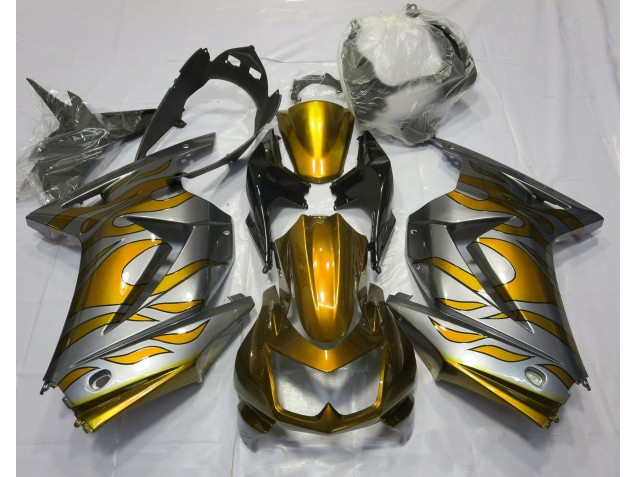 08-12 Oro & Argento Fiamma Ninja 250 Carene Moto 08-12 Oro & Argento Fiamma Ninja 250 Carene Moto
