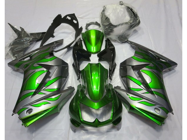 08-12 Verde & Argento Fiamma Ninja 250 Carene Moto 08-12 Verde & Argento Fiamma Ninja 250 Carene Moto