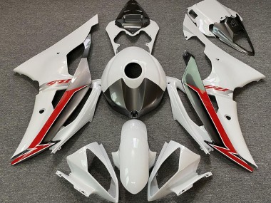 08-16 Bianco Lucido Argento & Rosso R6 Carene Moto
