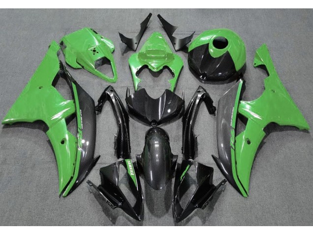 08-16 Verde Lucido & Fibra Di Carbonio R6 Carene Moto