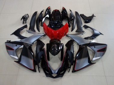 11-24 Grigio Lucido/Nero Con Rosso GSXR 600-750 Carene Moto