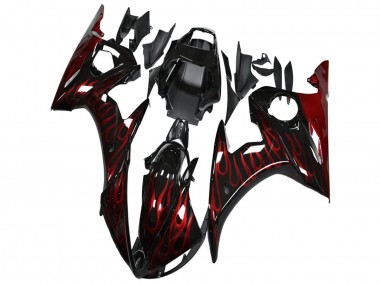 Carena Moto Yamaha YZF R6 2003-2004 - Nero Lucido Rosso Fiamma