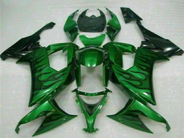 Carena Moto Kawasaki ZX10R 2008-2010 - Nero Lucido Verde Fiamma
