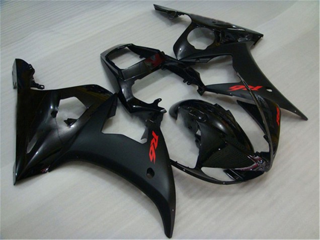 Carena Moto Yamaha YZF R6 2003-2004 - Nero Lucido Nero Opaco Rosso Decals