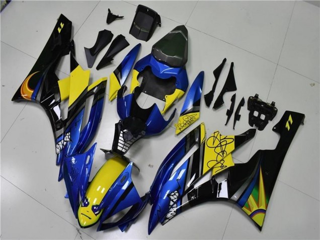 Carena Moto Yamaha YZF R6 2006-2007 - Blu Giallo Nero Lucido Squalo