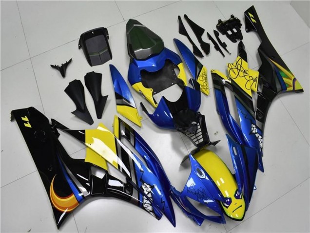 Carena Moto Yamaha YZF R6 2006-2007 - Blu Giallo Nero Lucido Squalo