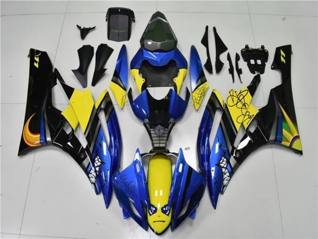 Carena Moto Yamaha YZF R6 2006-2007 - Blu Giallo Nero Lucido Squalo