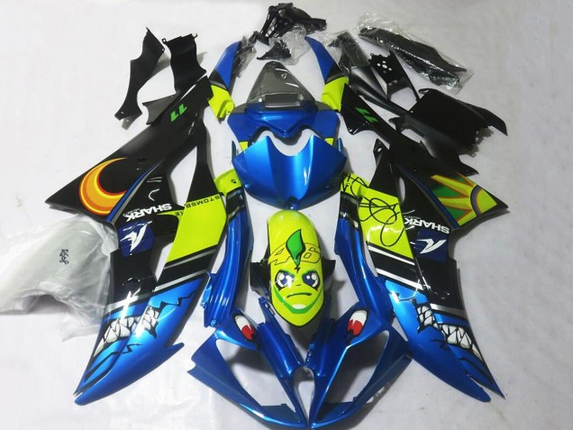 Carena Moto Yamaha YZF R6 2008-2016 - Blu Giallo Nero Squalo