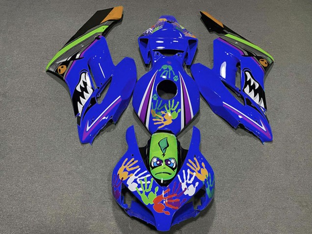 Carene Moto Honda CBR1000RR 2004-2005 - Blu Verde Arancia Nero Squalo