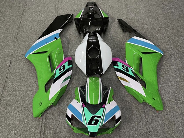 Carene Moto Honda CBR1000RR 2004-2005 - Bianco Verde Blu Nero Lucido 6