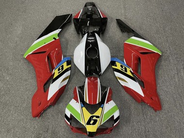 Carene Moto Honda CBR1000RR 2004-2005 - Bianco Rosso Verde Giallo Nero Lucido 6
