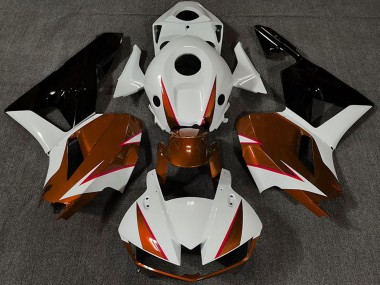 Carene Moto Honda CBR600RR 2013-2023 - Bianco Arancione Scuro Nero Lucido