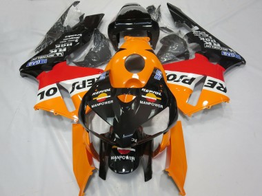 Carene Moto Honda CBR600RR 2005-2006 - Arancia Bianco Rosso Nero Lucido Repsol Man Power
