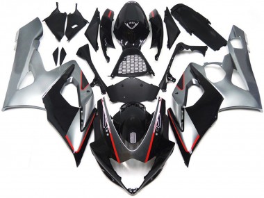Carene Moto Suzuki GSXR 1000 2005-2006 - Nero Lucido Argento Rosso