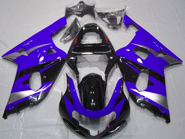 Carene Moto Suzuki GSXR 600 / GSXR 750 2001-2003 - Blu Argento Nero Lucido OEM Stile