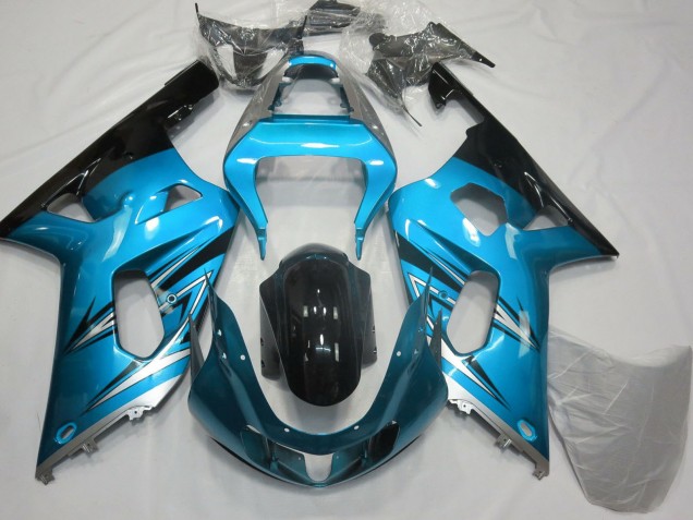 Carene Moto Suzuki GSXR 600 / GSXR 750 2001-2003 - Azzurro Chiaro Argento Nero Lucido