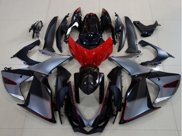 Carene Moto Suzuki GSXR 600 / GSXR 750 2011-2024 - Grigio Rosso Nero Lucido