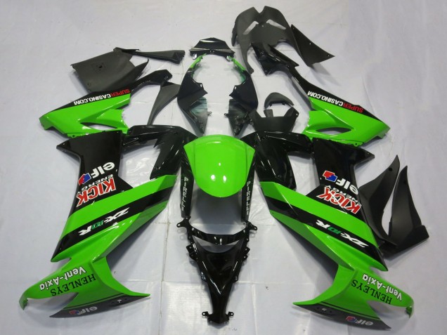 Carene Moto Kawasaki ZX10R 2008-2010 - Verde Nero Rosso Kick Elf Henleys Vent-Axia