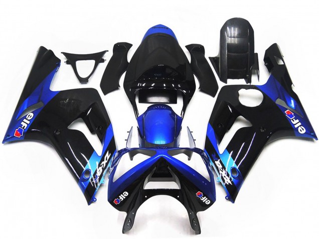 Carene Moto Kawasaki ZX6R 2003-2004 - Blu Nero Lucido Elf