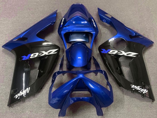 Carene Moto Kawasaki ZX6R 2003-2004 - Blu Nero Lucido