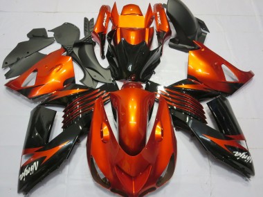 Carene Moto Kawasaki ZX14R 2006-2011 - Arancia Nero Lucido