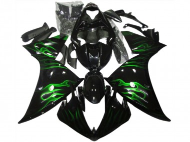 Carene Moto Yamaha R1 2009-2011 - Nero Lucido Verde Fiamma
