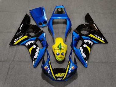 Carene Moto Yamaha R6 1998-2002 - Blu Giallo Nero Squalo 46