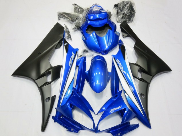 Carene Moto Yamaha R6 2006-2007 - Blu Bianco Nero Opaco