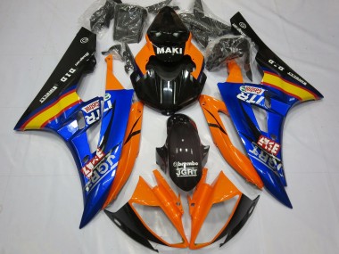 Carene Moto Yamaha R6 2006-2007 - Arancia Blu Nero Lucido Castrol