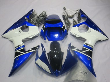 Carene Moto Yamaha R6 2003-2004 - Blu Bianco Nero Lucido OEM Stile