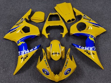 Carene Moto Yamaha R6 2005 - Giallo Blu Bianco Cammello Motul