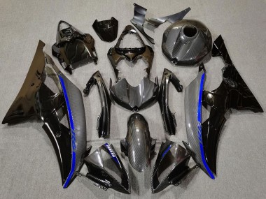 Carene Moto Yamaha R6 2008-2016 - Nero Lucido Fibra di Carbonio Stile Blu