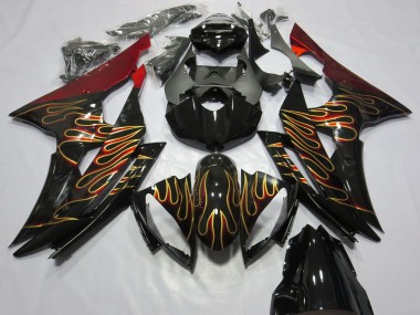 Carene Moto Yamaha R6 2008-2016 - Rosso Nero Lucido Oro Fiamma