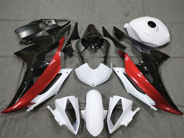 Carene Moto Yamaha R6 2008-2016 - Bianco Rosso Nero Lucido