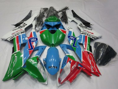 Carene Moto Yamaha R6 2008-2016 - Bianco Azzurro Chiaro Verde Rosso Fiat Dunlop Michelin Motul