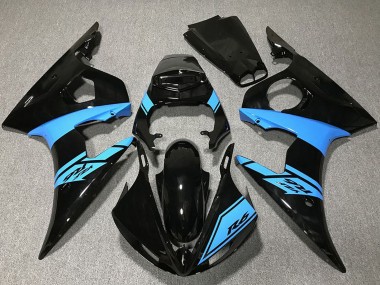 Carene Moto Yamaha R6 2003-2004 - Nero Lucido Azzurro Chiaro