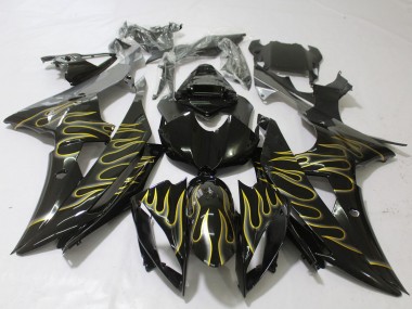 Carene Moto Yamaha R6 2008-2016 - Nero Lucido Oro Fiamma