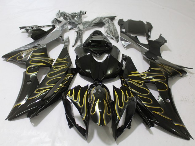 Carene Moto Yamaha R6 2008-2016 - Nero Lucido Oro Fiamma