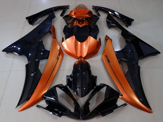 Carene Moto Yamaha R6 2008-2016 - Arancia Nero Lucido