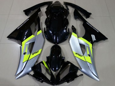 Carene Moto Yamaha R6 2008-2016 - Argento Neon Verde Nero Lucido
