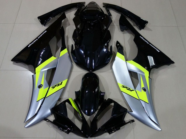 Carene Moto Yamaha R6 2008-2016 - Argento Neon Verde Nero Lucido